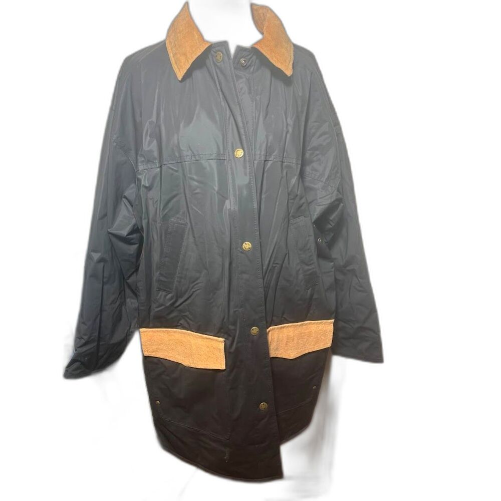 Misty Harbor Any Weather Slicker Jacket Raincoat Flannel Lined Size Small Black